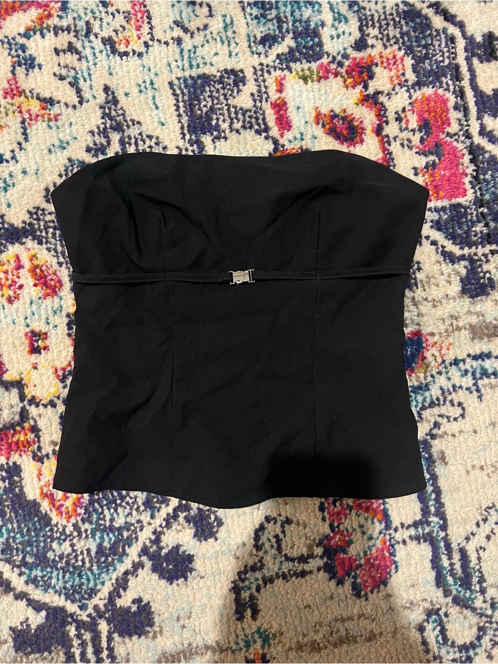 Princess Polly Flouce Strapless Black Bustier Top with Center Clasp